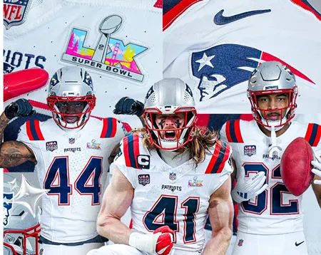 Patriots Super Bowl LX Uniforms Jerseys