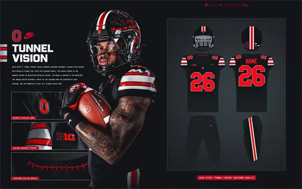 Ohio State Buckeyes 2026 Black Tunnel Vision Football Jersey