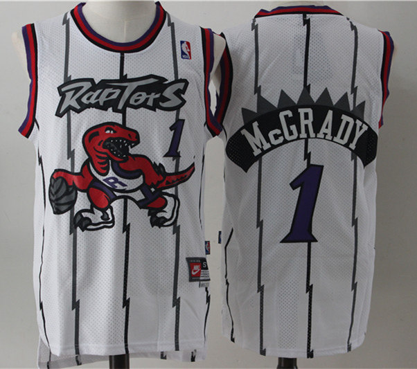 Men's Toronto Raptors #1 Tracy McGrady White Swingman Jersey