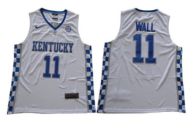 Men's Kentucky Wildcats #11 John Wall White College Basketball Nike Swingman Stitched NCAA Jersey