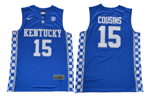 Men's Kentucky Wildcats #15 DeMarcus Cousins Royal Blue College Basketball Stitched NCAA 2016 Nike Swingman Jersey