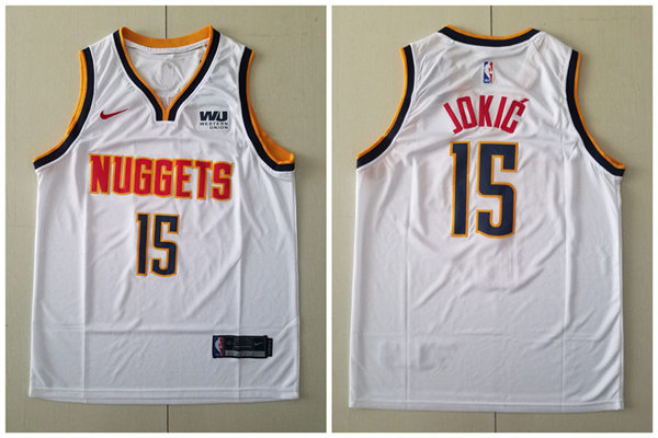 Mens Denver Nuggets #15 Nikola Jokic Nike White Association Edition Jersey