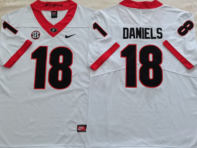 Men's Georgia Bulldogs #18 JT Daniels  Nike White Football Jersey