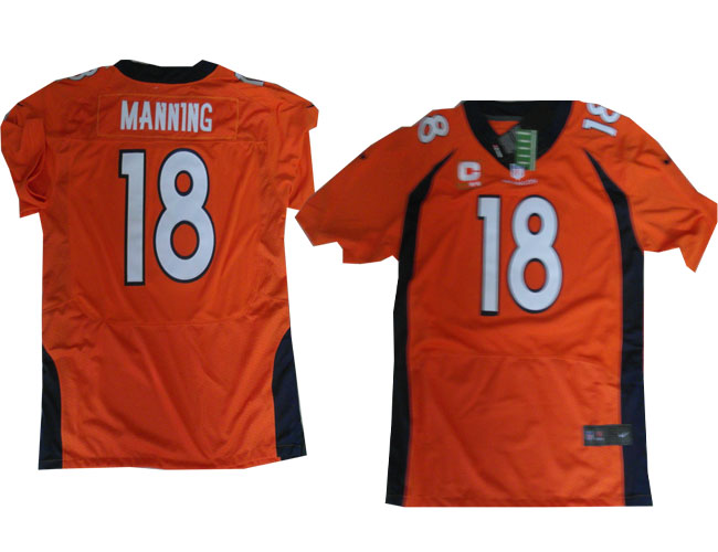 Men's Denver Broncos #18 Peyton Manning Orange Nike Elite Jersey