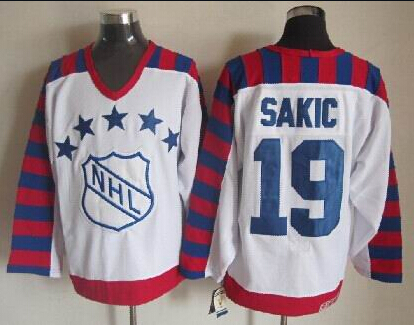 Men's #19 Joe Sakic White With 75TH Patch 1992 Wales 