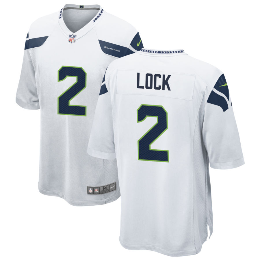 Men's Seattle Seahawks #2 Drew Lock Nike White Vapor Limited Jersey