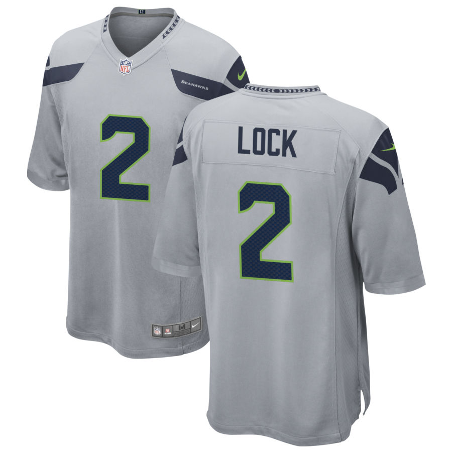 Men's Seattle Seahawks #2 Drew Lock Nike Gray Alternate Vapor Limited Jersey