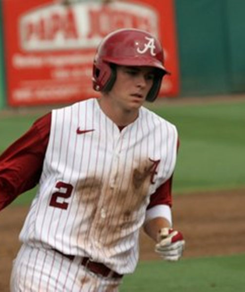 Men's Alabama Crimson Tide #2 Josh Rutledge Nike White Pinstripe Baseball Vest Jersey