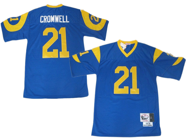 Mens St.Louis Rams #21 Nolan Cromwell Light Blue Mitchell&Ness Throwback Jersey