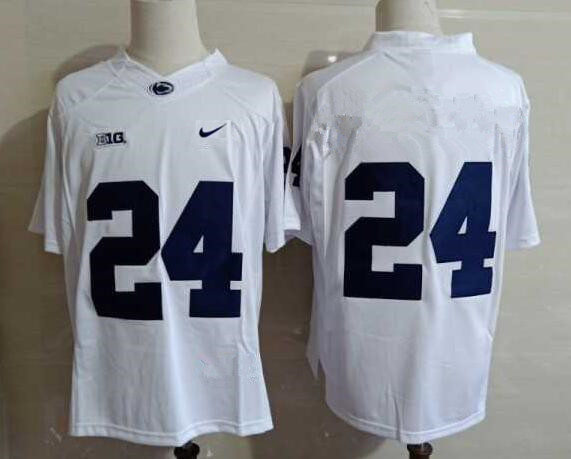 Mens Penn State Nittany Lions #24 Miles Sanders White Football Jersey-Without Name
