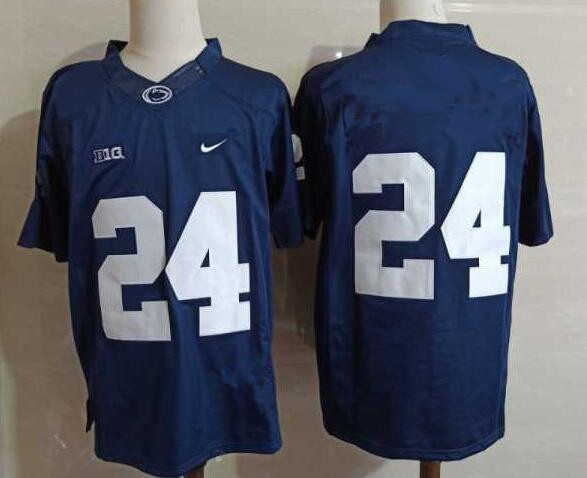 Mens Penn State Nittany Lions #24 Miles Sanders Navy Football Jersey -Without Name