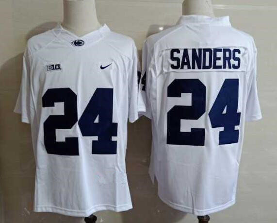 Mens Penn State Nittany Lions #24 Miles Sanders White Football Jersey -with Name
