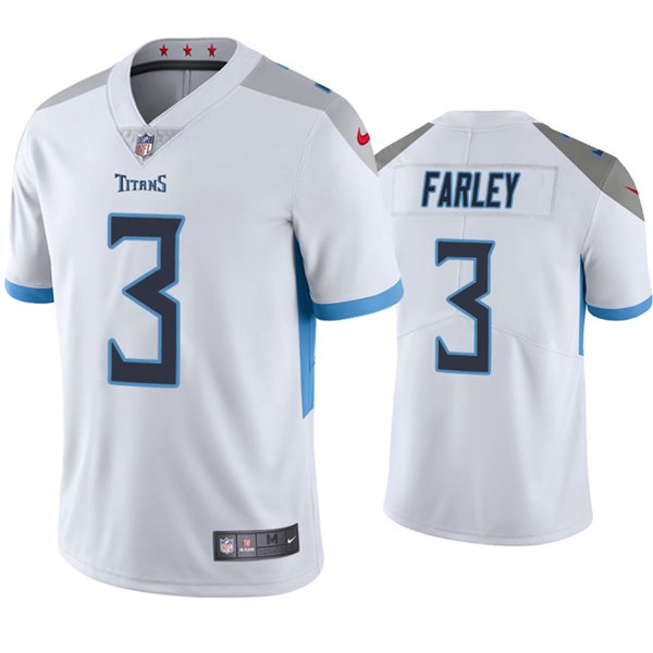 Mens Tennessee Titans #3 Caleb Farley Nike White Vapor Untouchable Limited Jersey