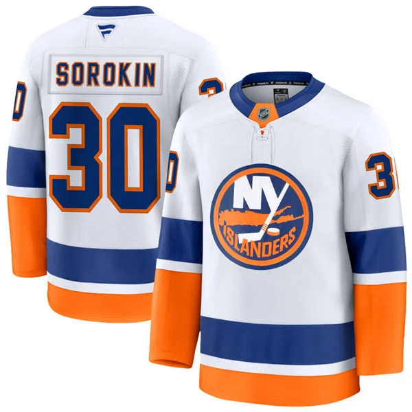 Mens New York Islanders #30 Ilya Sorokin Fanatics Away White Jersey