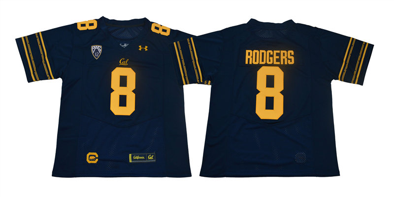 Aaron Rodgers California Golden Bears Men's Jersey - #8 NCAA Navy Blue Stitched Authentic