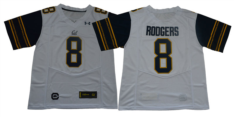 Aaron Rodgers California Golden Bears Men's Jersey - #8 NCAA White Stitched Authentic