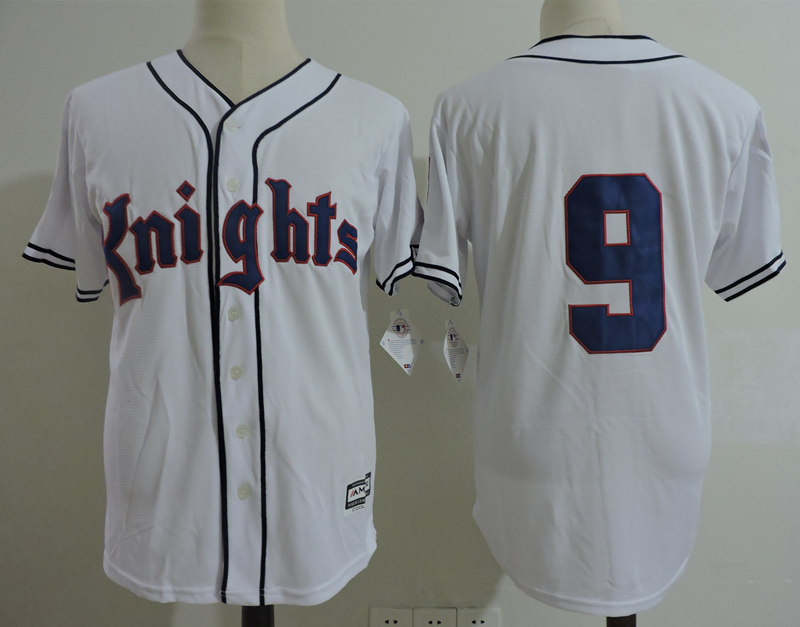 Men's NEW YORK KNIGHTS THE NATURAL MOVIE #9 ROY HOBBS BASEBALL JERSEY WHITE