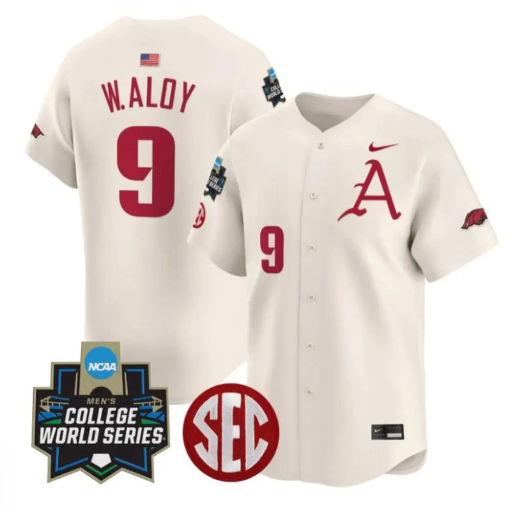Mens Youth Arkansas Razorbacks #9 Wehiwa Aloy 2024 Cream Baseball Game Jersey