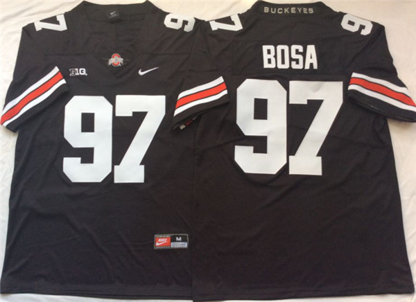 Men's Ohio State Buckeyes #97 Nick Bosa Nike Black White Limited College Football Jersey