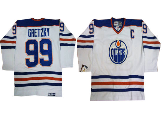 Edmonton Oilers #99 Wayne Gretzky Royal White CCM Jersey