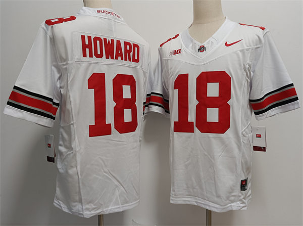 Mens Ohio State Buckeyes #18 Will Howard White F.U.S.E. Limited College Football Game Jersey