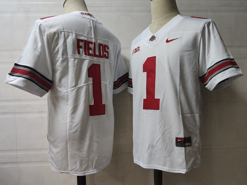 Mens Ohio State Buckeyes #1 Justin Fields Nike White College Football Jersey