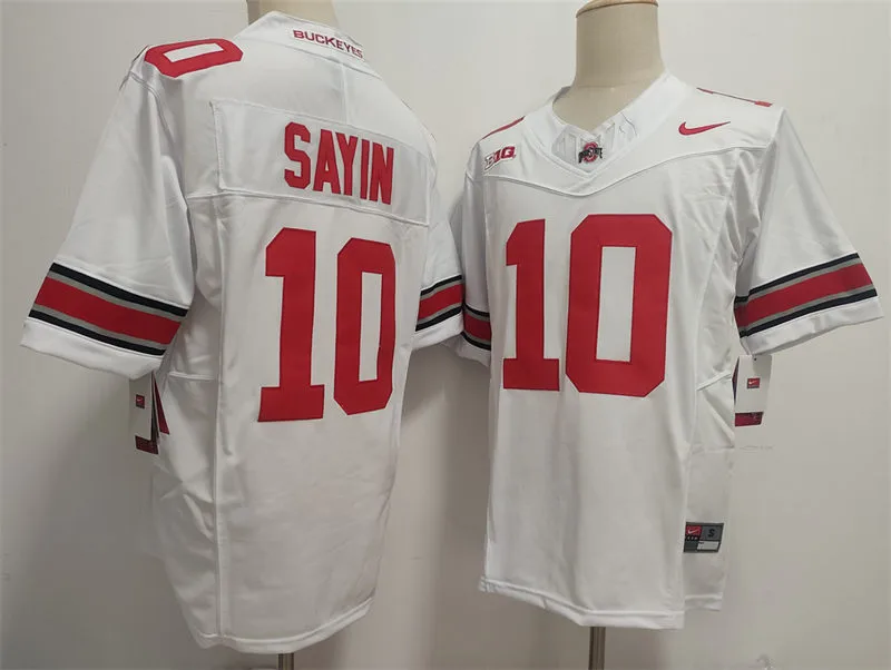 Mens Ohio State Buckeyes #10 Julian Sayin White F.U.S.E. Limited College Football Game Jersey
