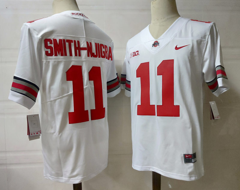 Men Ohio State Buckeyes #11 Jaxon Smith-Njigba Nike White College Football Game Jersey