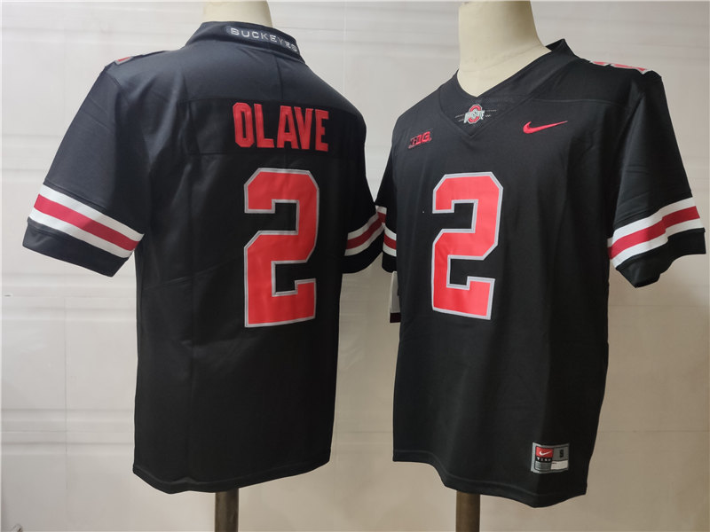 Mens Ohio State Buckeyes #2 Chris Olave Nike Blackout Football Jersey