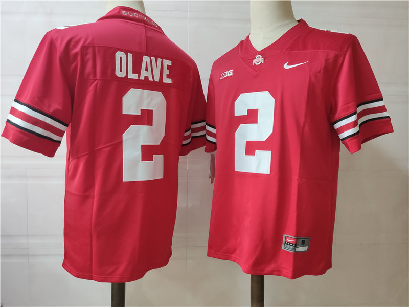 Mens Ohio State Buckeyes #2 Chris Olave Nike Red Football Jersey