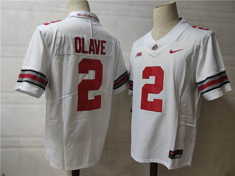Mens Ohio State Buckeyes #2 Chris Olave Nike White Football Jersey