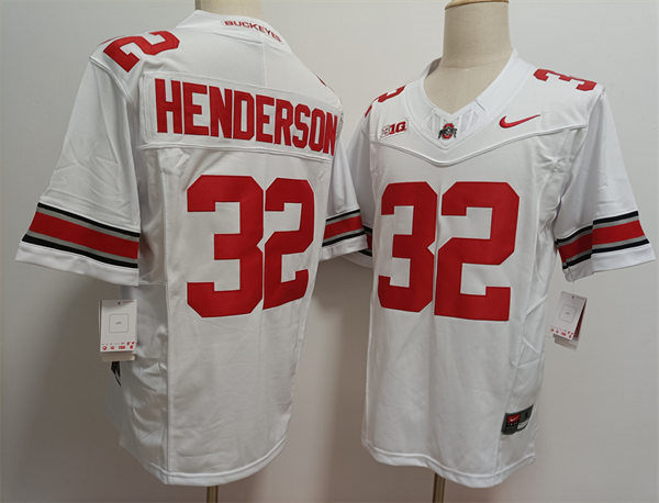 Mens Ohio State Buckeyes #32 TreVeyon Henderson Nike F.U.S.E. Limited White College Football Game Jersey