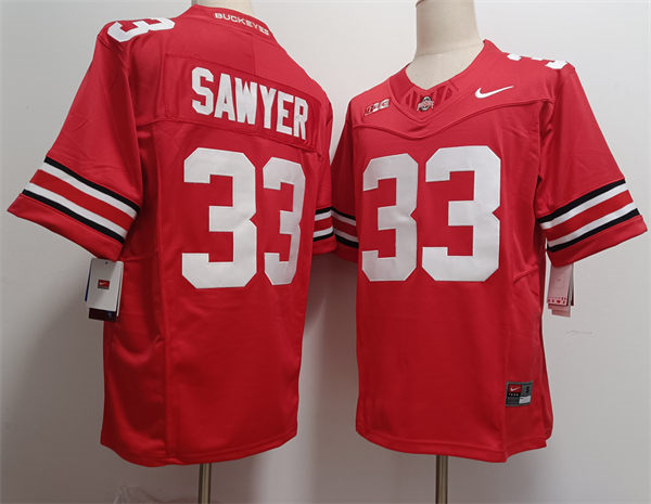Mens Ohio State Buckeyes #33 Jack Sawyer Nike Scarlet College Football Game Jersey