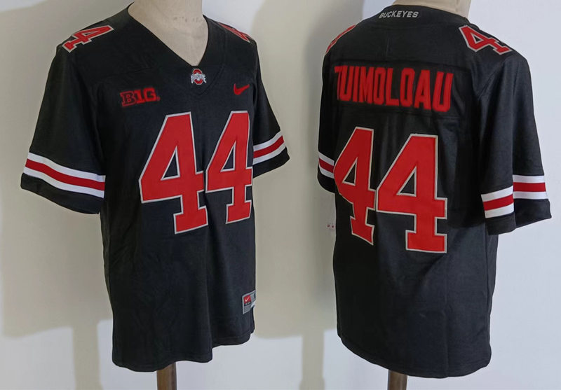 Mens Ohio State Buckeyes #44 J.T. Tuimoloau Nike Blackout College Football Game Jersey