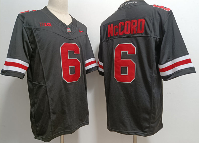 Mens Ohio State Buckeyes #6 Kyle McCord Nike 2023 F.U.S.E. Elite Blackout College Football Game Jersey