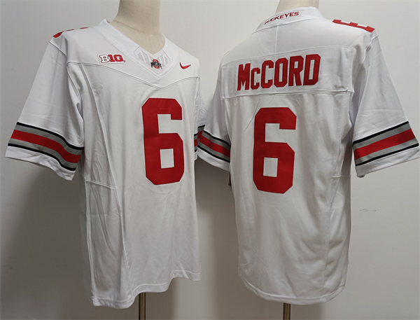 Mens Ohio State Buckeyes #6 Kyle McCord Nike 2023 F.U.S.E. Elite White College Football Game Jersey