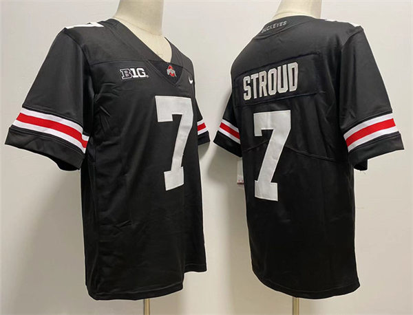 Mens Ohio State Buckeyes #7 C.J. Stroud Nike Black White College Football Game Jersey
