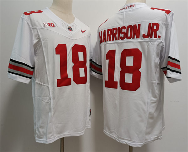Mens Ohio State Buckeyes #18 Marvin Harrison Jr. Nike 2023 White F.U.S.E. Elite College Football Game Jersey