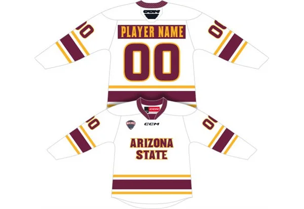 Mens Youth Arizona State Sun Devils Custom 2025 White NCAA College Hockey Jersey