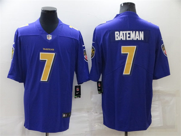 Mens Baltimore Ravens #7 Rashod Bateman Nike Purple Color Rush Limited Jersey