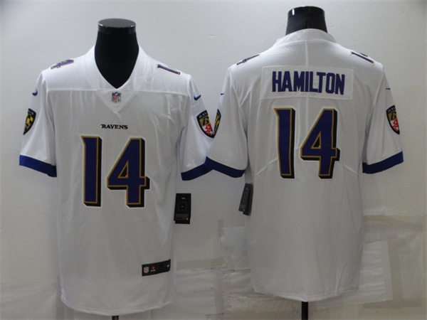 Men's Baltimore Ravens #14 Kyle Hamilton Nike White Vapor F.U.S.E. Limited Jersey