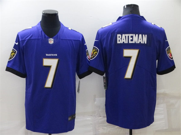 Men's Baltimore Ravens #7 Rashod Bateman Nike Purple Vapor Untouchable Limited Jersey