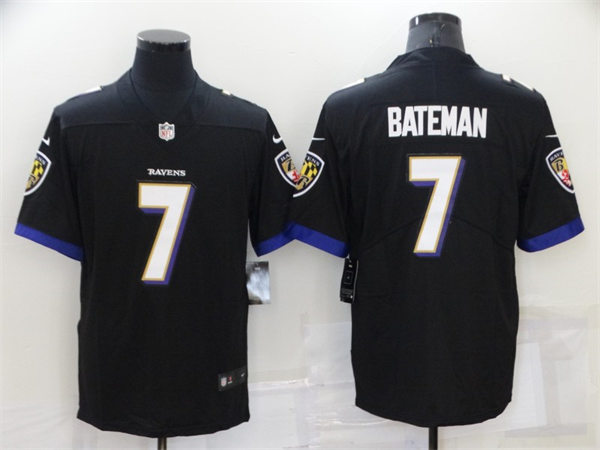 Men's Baltimore Ravens #7 Rashod Bateman Nike Black Vapor Untouchable Limited Jersey