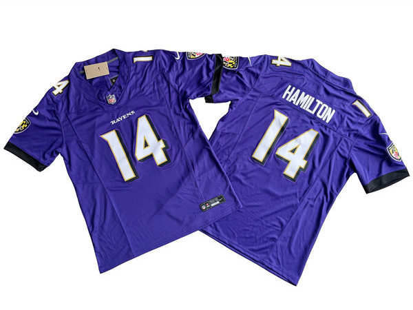 Men's Baltimore Ravens #14 Kyle Hamilton Nike Purple Vapor F.U.S.E. Limited Jersey