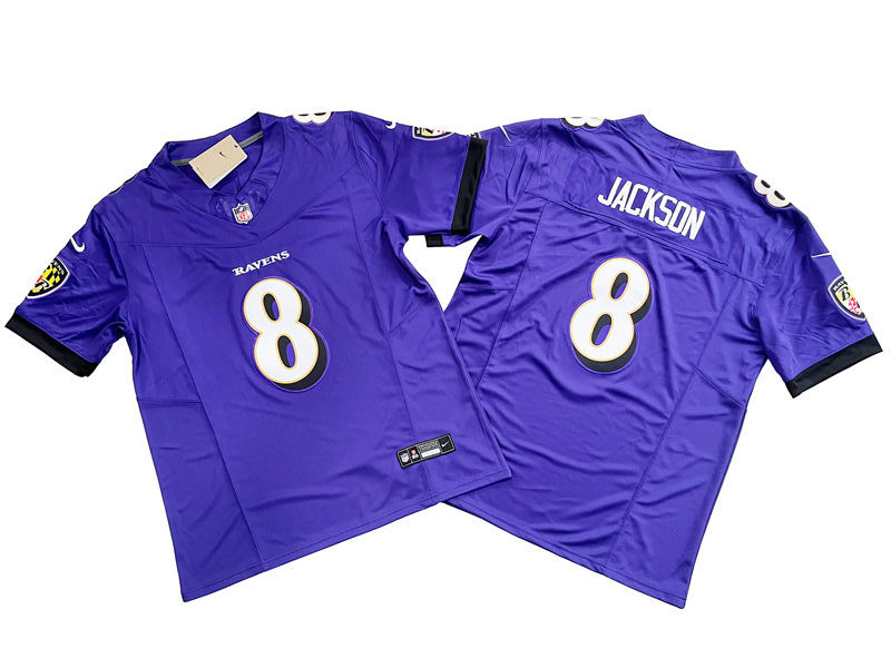 Men's Baltimore Ravens #8 Lamar Jackson Nike Purple Vapor F.U.S.E. Limited Jersey