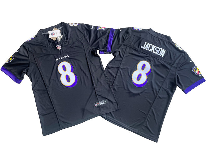 Men's Baltimore Ravens #8 Lamar Jackson Nike Black 2023 Vapor F.U.S.E. Limited Jersey