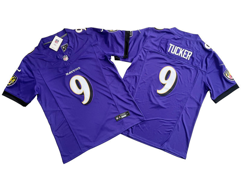 Mens Baltimore Ravens #9 Justin Tucker Nike Purple  2023 F.U.S.E. Vapor Limited Jersey