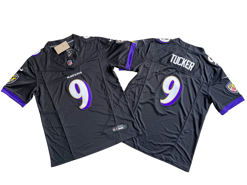 Mens Baltimore Ravens #9 Justin Tucker Nike Black 2023 F.U.S.E. Vapor Limited Jersey