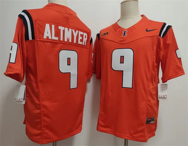 Men's Illinois Fighting Illini #9 Luke Altmyer Orange College Football Game Jersey