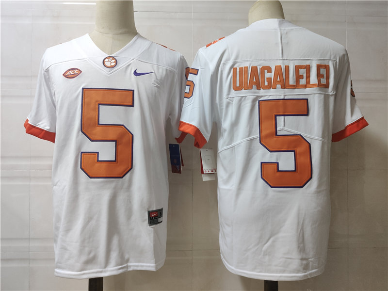 Men's Clemson Tigers #5 D.J. Uiagalelei Nike White Football Jersey